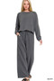 Zenana Washed F/terry Round Neck Pullover & Pants Set