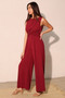 Textured Solid Twist Front Jumpsuit​