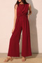 Textured Solid Twist Front Jumpsuit​
