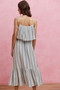 SO ME Stripe Tiered Shoulder Tie Midi Lined Dress