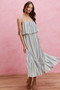 SO ME Stripe Tiered Shoulder Tie Midi Lined Dress