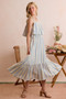 SO ME Stripe Tiered Shoulder Tie Midi Lined Dress
