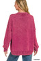 Zenana Washed Deep V-neck Oversized Sweater