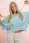 BiBi Washed Terry Short Sleeve Drawstring Hoodie Top