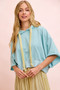 BiBi Washed Terry Short Sleeve Drawstring Hoodie Top