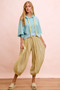 BiBi Washed Terry Short Sleeve Drawstring Hoodie Top