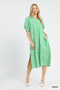 Umgee Striped Puff Sleeve Midi Dress