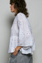 POL Eyelet Embroidery Peplum Button Front Cotton Shirt
