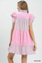 Umgee Mix Patchwork Flutter Sleeve Tiered Dress
