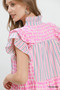 Umgee Mix Patchwork Flutter Sleeve Tiered Dress