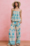 SO ME Palm Tree Smocked Bodice Adjustable Cami Top