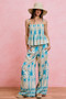 SO ME Palm Tree Smocked Bodice Adjustable Cami Top