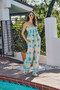 SO ME Palm Tree Smocked Bodice Adjustable Cami Top