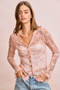 BiBi Bow Pattern Shrried V-neck Mesh Cardigan Top