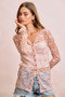 BiBi Bow Pattern Shrried V-neck Mesh Cardigan Top