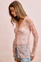 BiBi Bow Pattern Shrried V-neck Mesh Cardigan Top