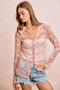BiBi Bow Pattern Shrried V-neck Mesh Cardigan Top