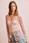BiBi Bow Pattern Shrried V-neck Mesh Cardigan Top