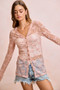 BiBi Bow Pattern Shrried V-neck Mesh Cardigan Top
