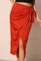 Washed Satin Crepe Side Wrap Midi Skirt​​
