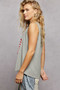 POL V-Neck Ribbed Tank with American Flag Patch and Star Back Patch
