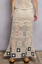 POL Floral Crochet Ruffled Waistband Maxi Skirt with Granny Square Weave