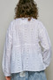 POL Lace Eyelet Long Sleeve Cotton Blouse