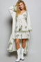 POL Palm Tree Print Wrap Bodice Smocked Waist Ruffle Hem Dress