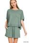 Zenana Exposed Seam Boxy Top & Shorts Set