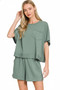 Zenana Exposed Seam Boxy Top & Shorts Set