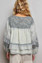 POL Washed Layered Lace Pintuck Flared Woven Blouse