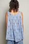 POL Round Neck Sleeveless Floral Pleated Cotton Top