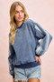 BiBi Washed Denim Lace Contrast Sided Sweatshirt