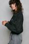 POL Cropped Button-Front Eyelet Cotton Jacket