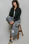 POL Cropped Button-Front Eyelet Cotton Jacket