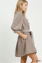 Umgee Textured Contrast Trim Tie Waist Mini Dress