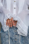 POL Woven Lace Trim Pintuck Button-Down Shirt