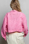 POL Eyelet Textured Cotton Cropped Button-Front Jacket