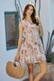 SO ME Shell Print Smocked Fit And Flare Mini Lined Dress