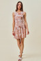 SO ME Shell Print Smocked Fit And Flare Mini Lined Dress