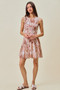 SO ME Shell Print Smocked Fit And Flare Mini Lined Dress