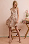 SO ME Shell Print Smocked Fit And Flare Mini Lined Dress