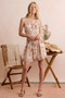 SO ME Shell Print Smocked Fit And Flare Mini Lined Dress