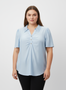 Lace Collar Button Detail Flutter Sleeve Top​​​​