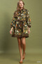 Umgee Floral Print Belted Puff Sleeve Mini Dress
