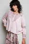 POL Mixed-Pattern Lace Detail Blouse