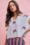 SO ME 4th Of July Ribbon Trimmed Dolman Sweater Top