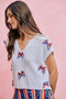 SO ME 4th Of July Ribbon Trimmed Dolman Sweater Top