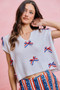SO ME 4th Of July Ribbon Trimmed Dolman Sweater Top