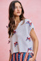 SO ME 4th Of July Ribbon Trimmed Dolman Sweater Top